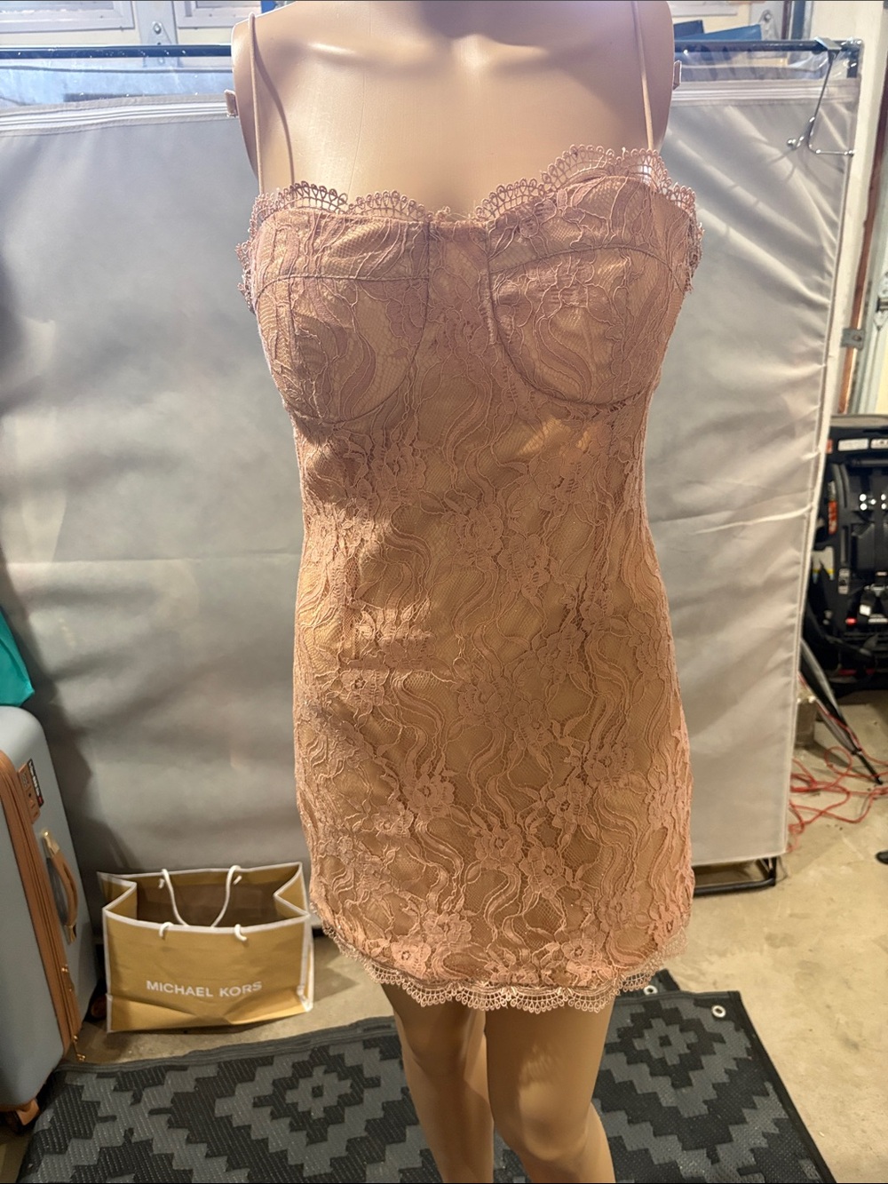 Source Unknown Rose Lace Chemise Slip Dress